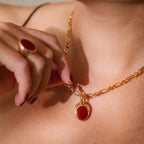 Ariel Pendant Iris Chain | Deep Orange Carnelian