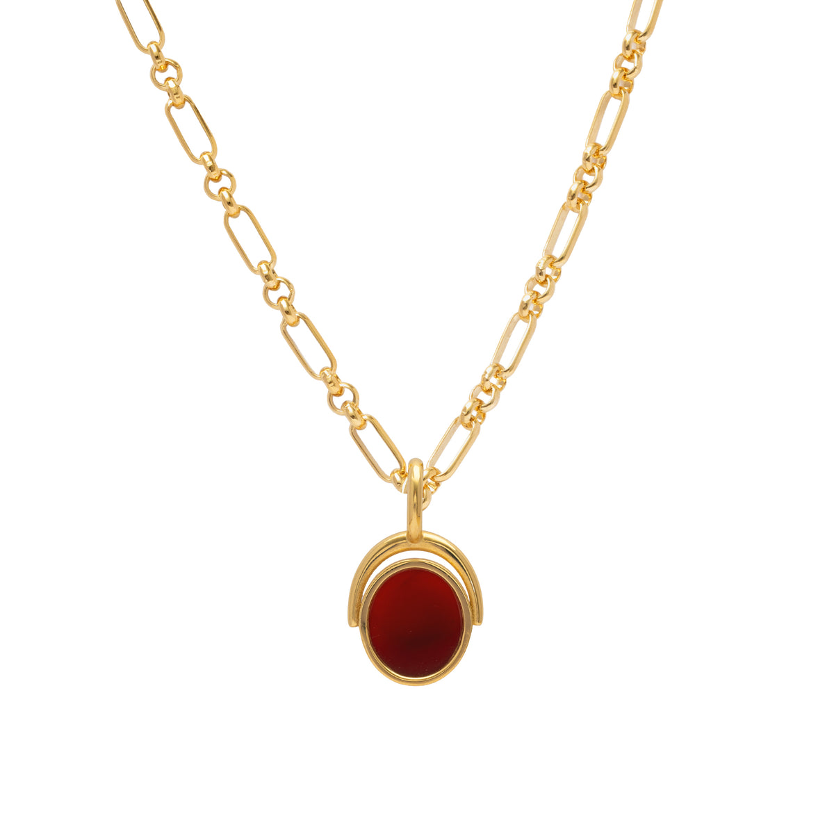 Ariel Pendant Iris Chain | Deep Orange Carnelian