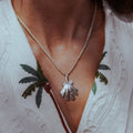 Beachcomber Shell Necklace Woven Cord | Sterling Silver