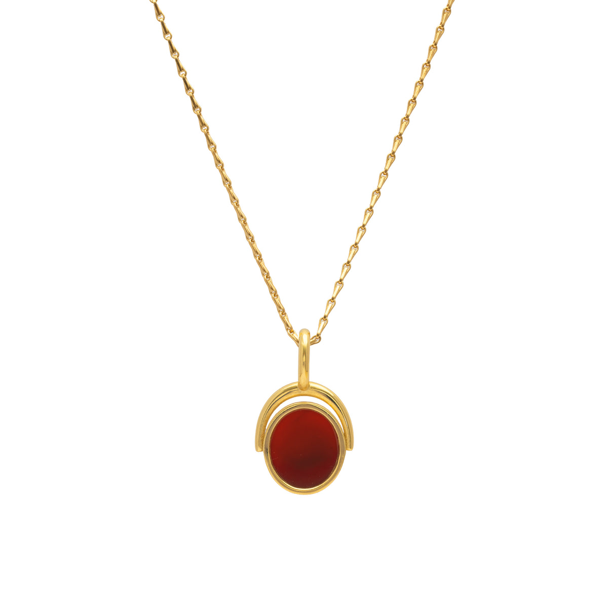Ariel Pendant Hayseed Chain | Deep Orange Carnelian