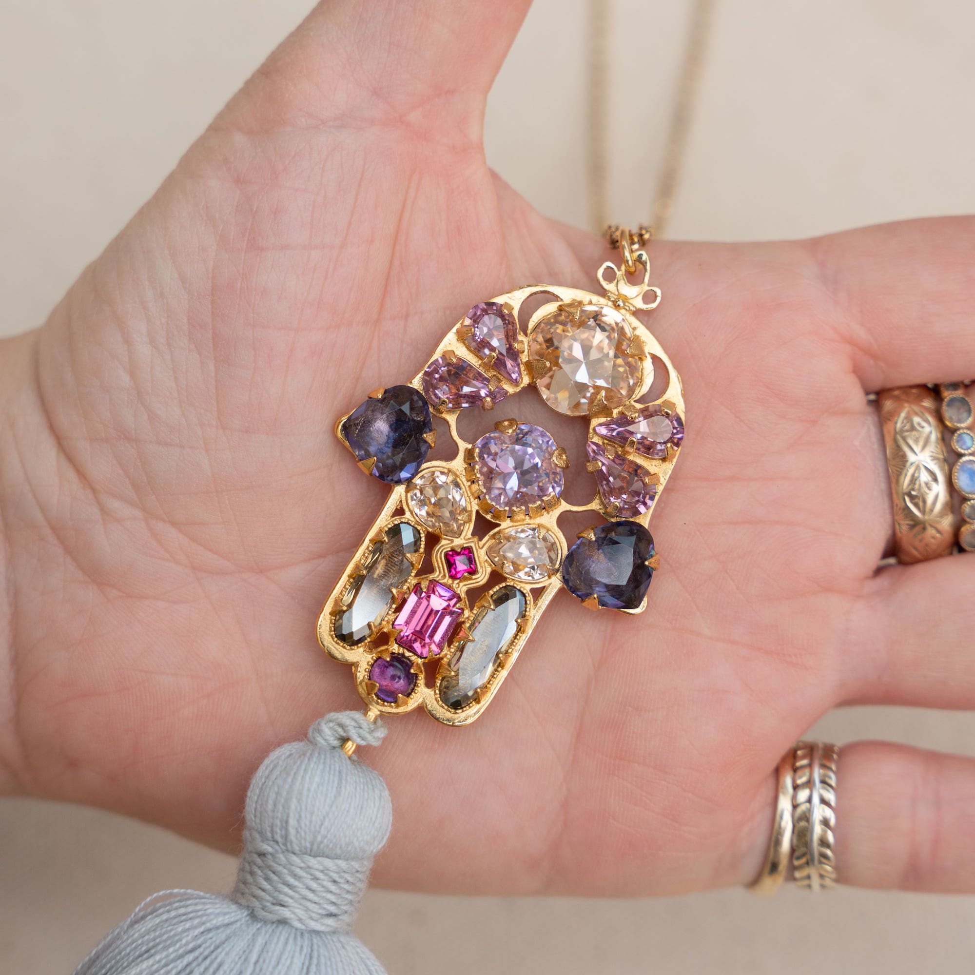 Crystal Hamsa Necklace