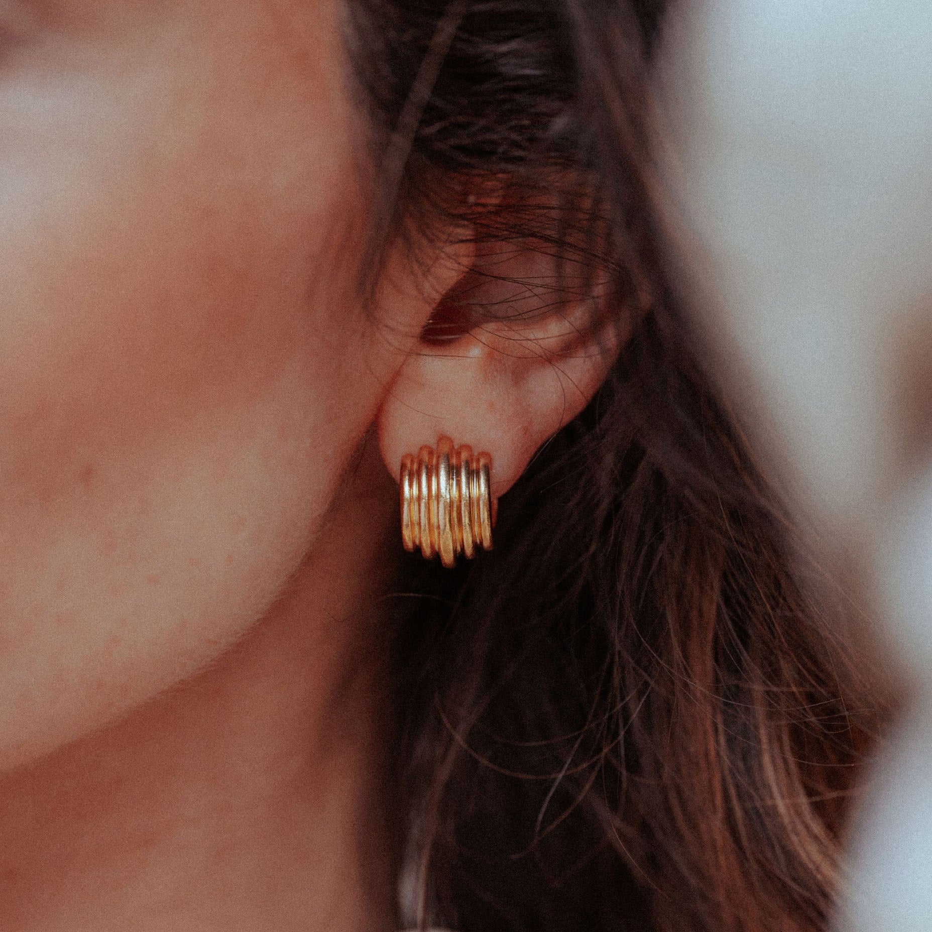 Chunky Ripple Hoop Earrings Cuffs