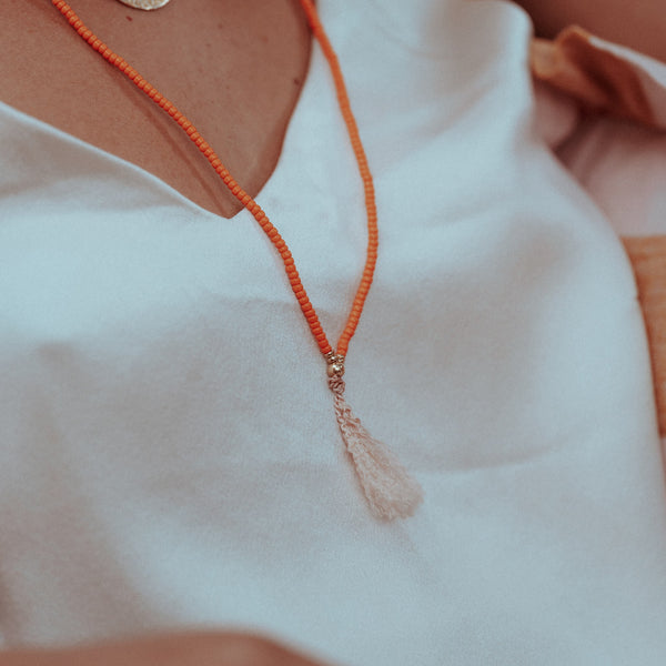 Tassel Necklace Coral