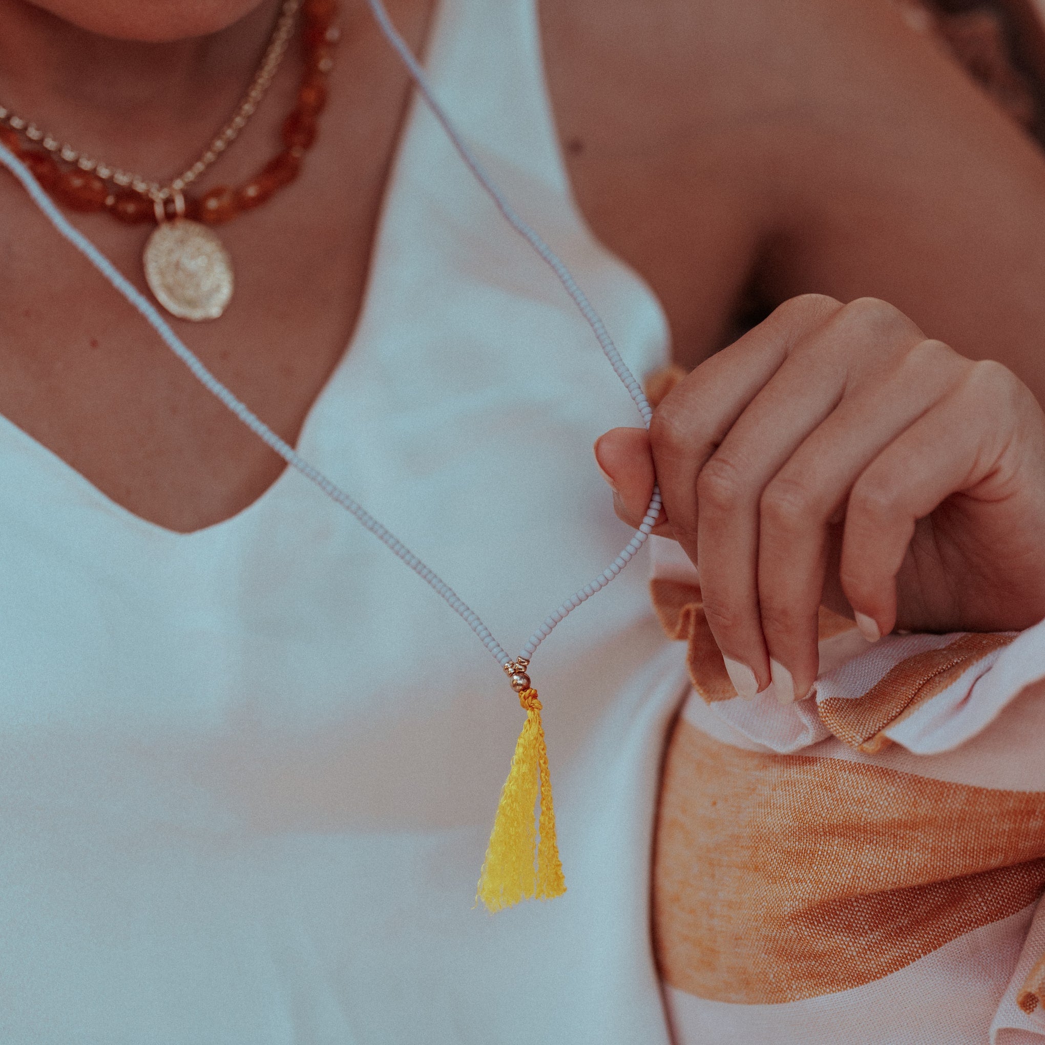 Tassel Necklace Light Blue / Lilac