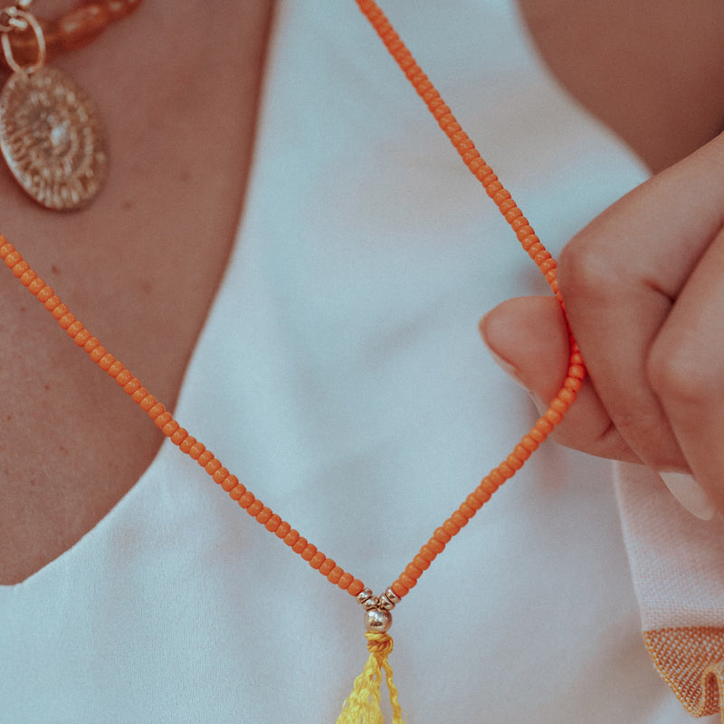 Tassel Necklace Coral