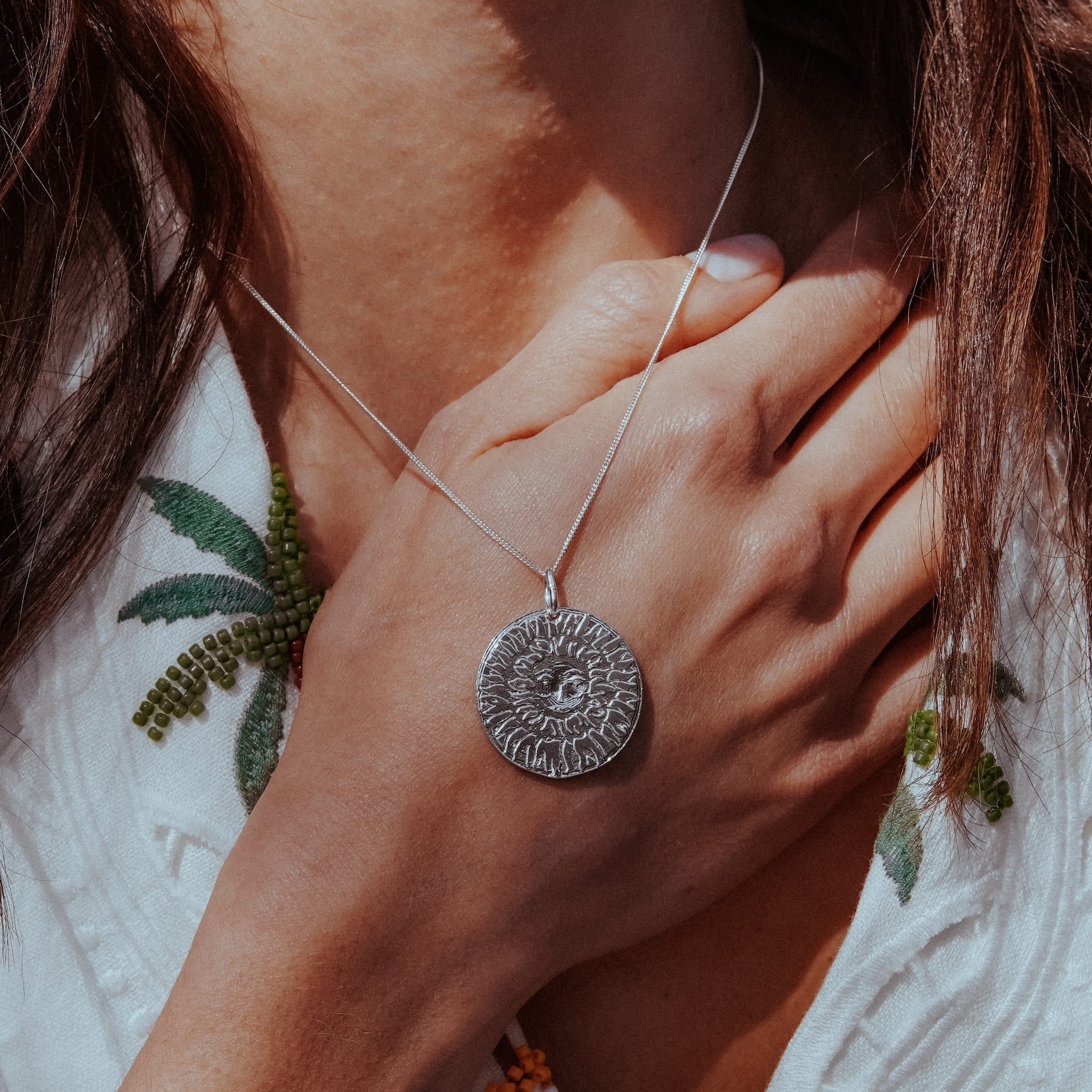 Lion Sun Pendant | Sterling Silver
