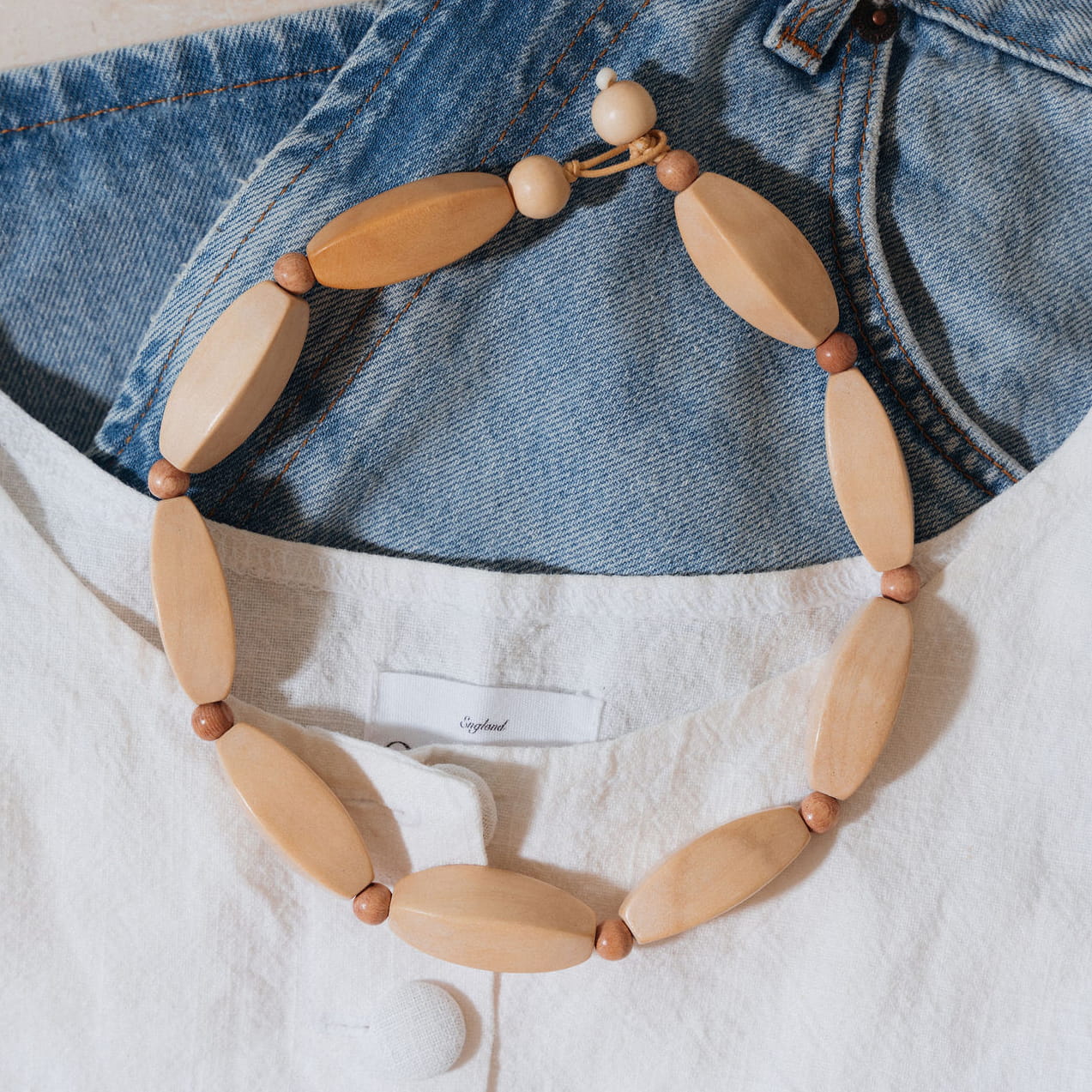 Handmade Wooden Bead Necklace |  21