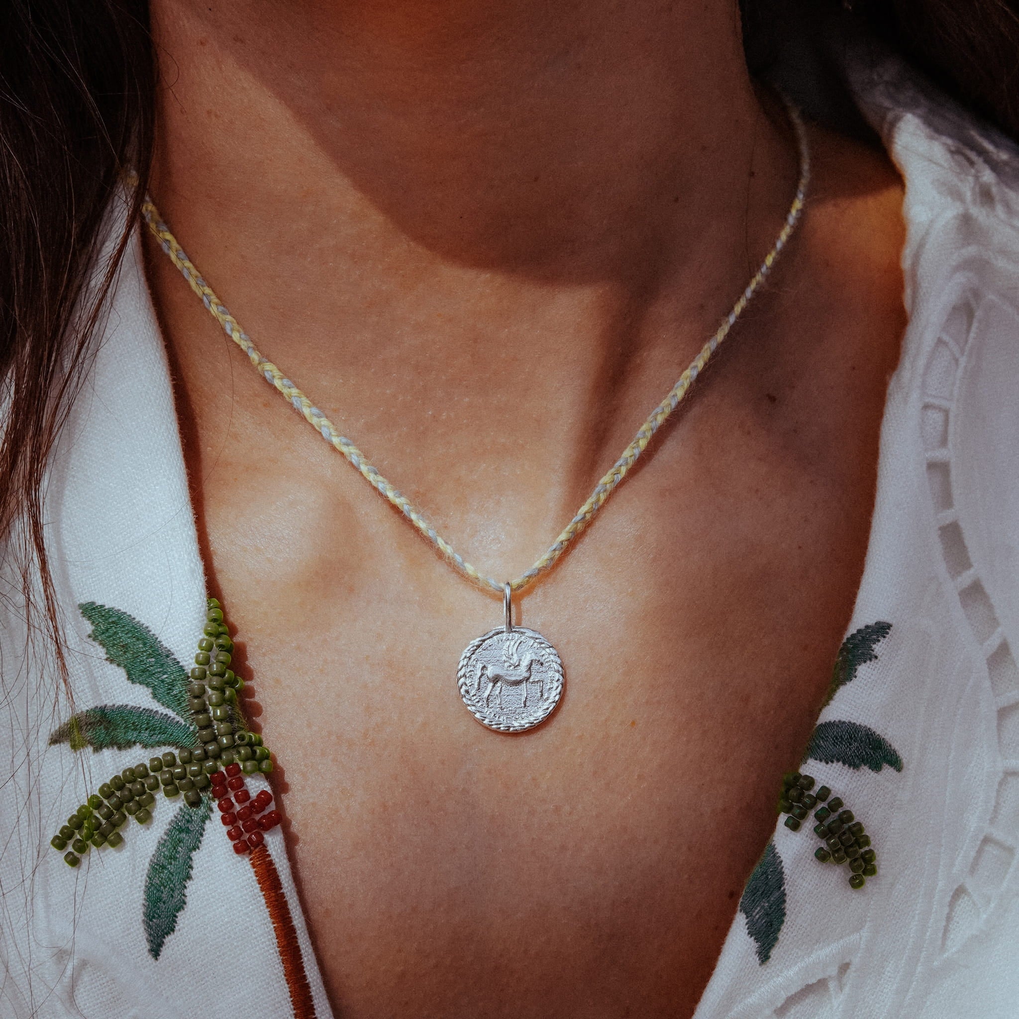 Elira Horse Talisman Pendant Woven Cord | Sterling Silver