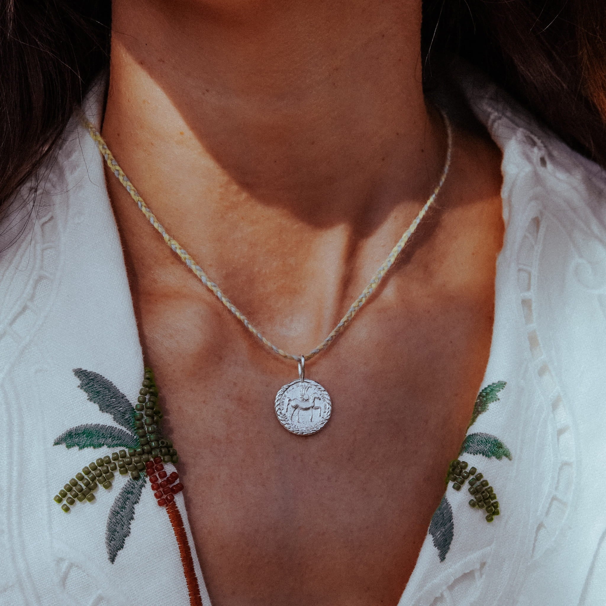 Elira Horse Talisman Pendant Woven Cord | Sterling Silver