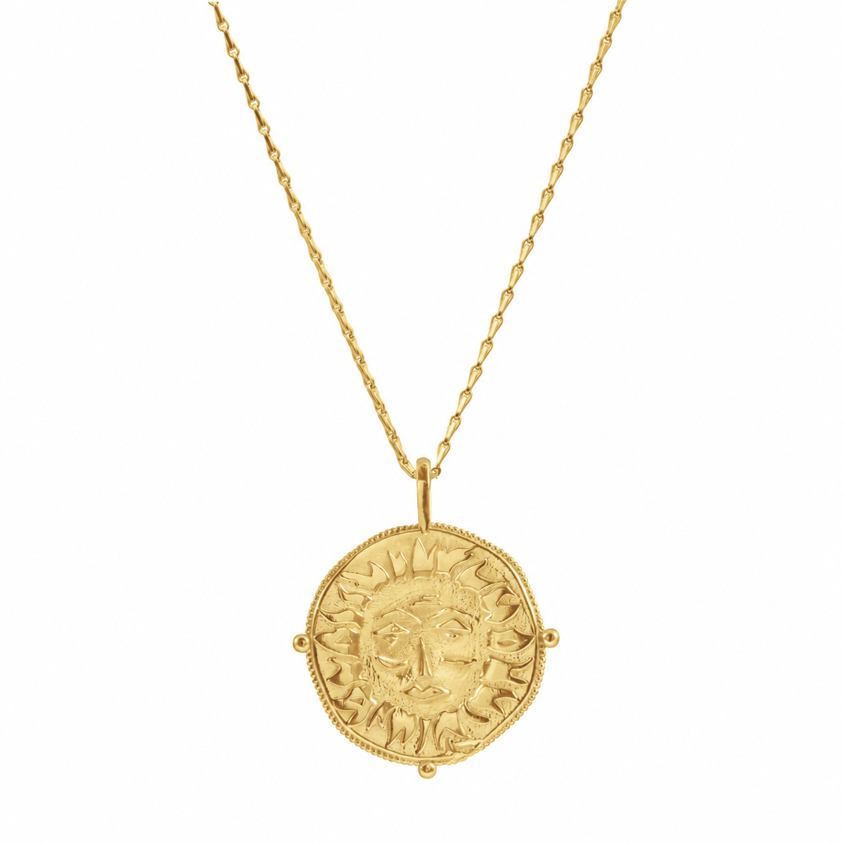 Lion Sun Talisman Necklace & Hayseed Chain
