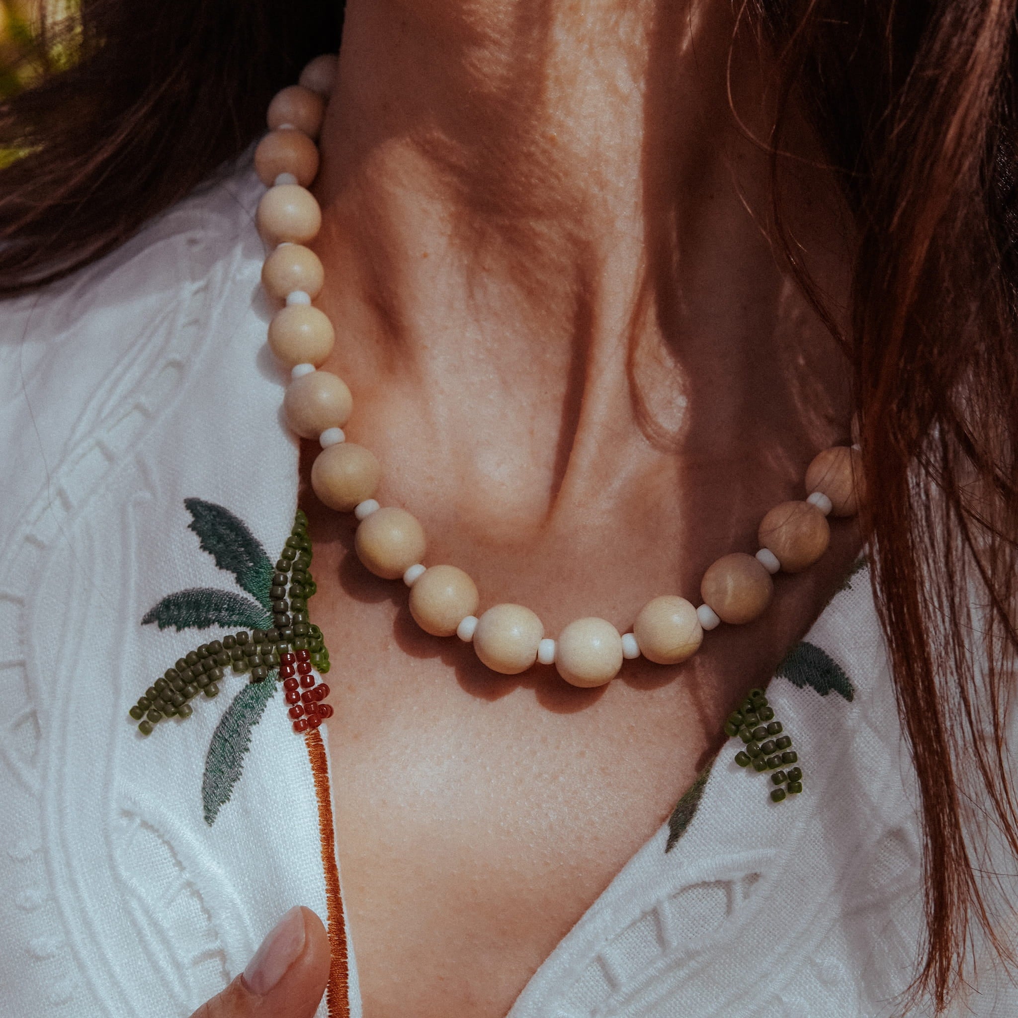 Handmade Wooden Bead Necklace |  14