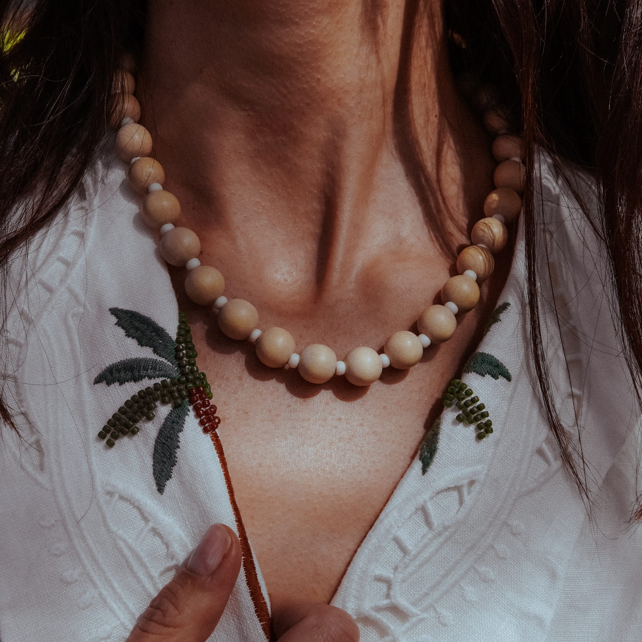 Handmade Wooden Bead Necklace |  14