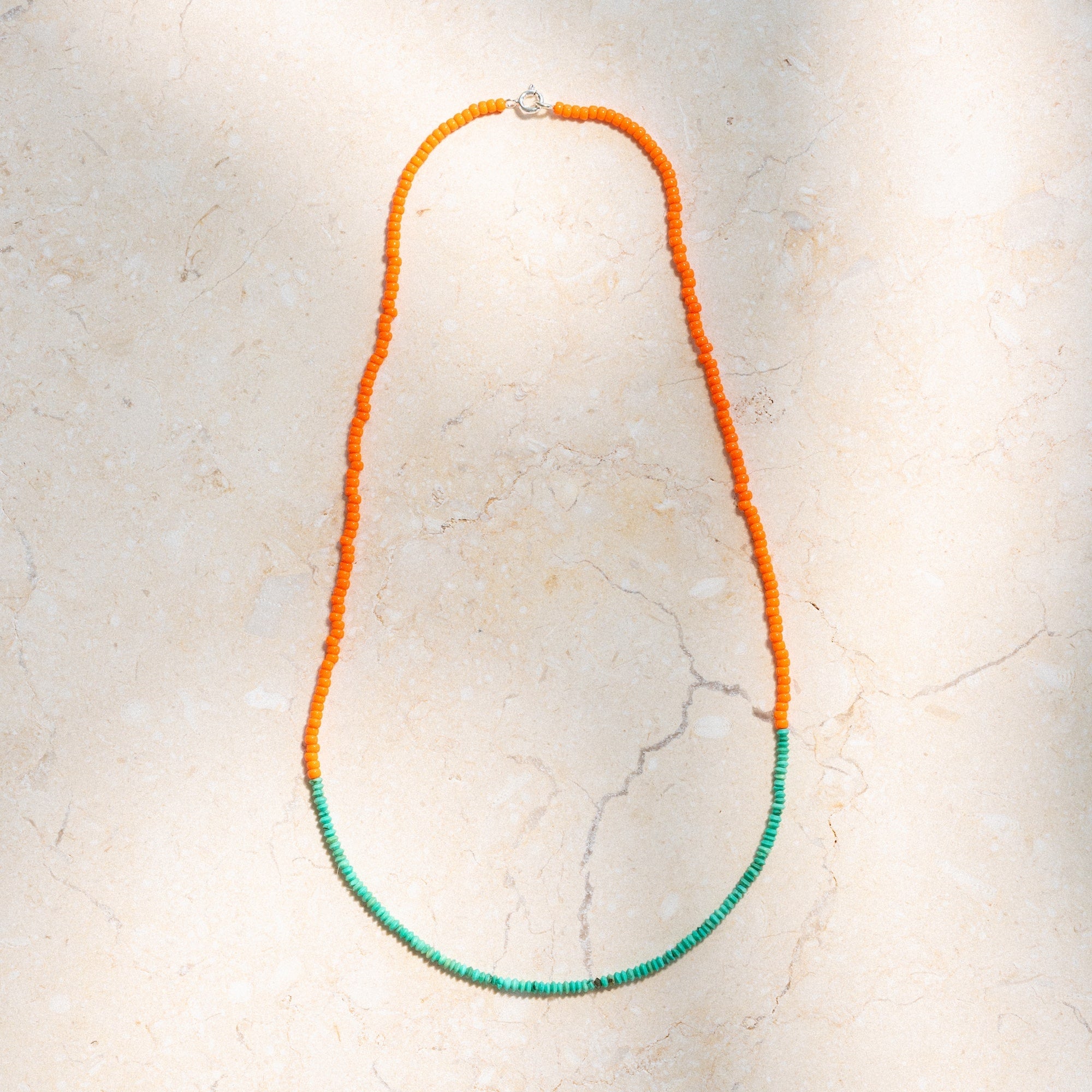Japanese Miyuki Bead Necklace | Semi Precious Turquoise & Vibrant Orange