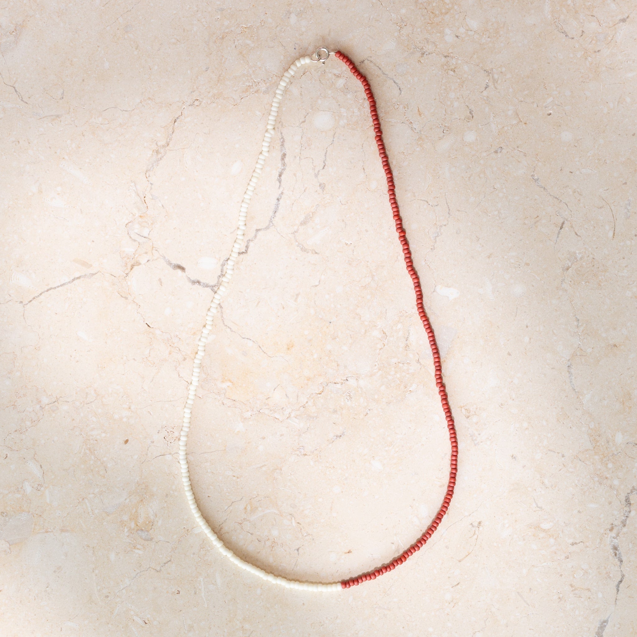 Japanese Miyuki Bead Necklace | Ivory & Maroon