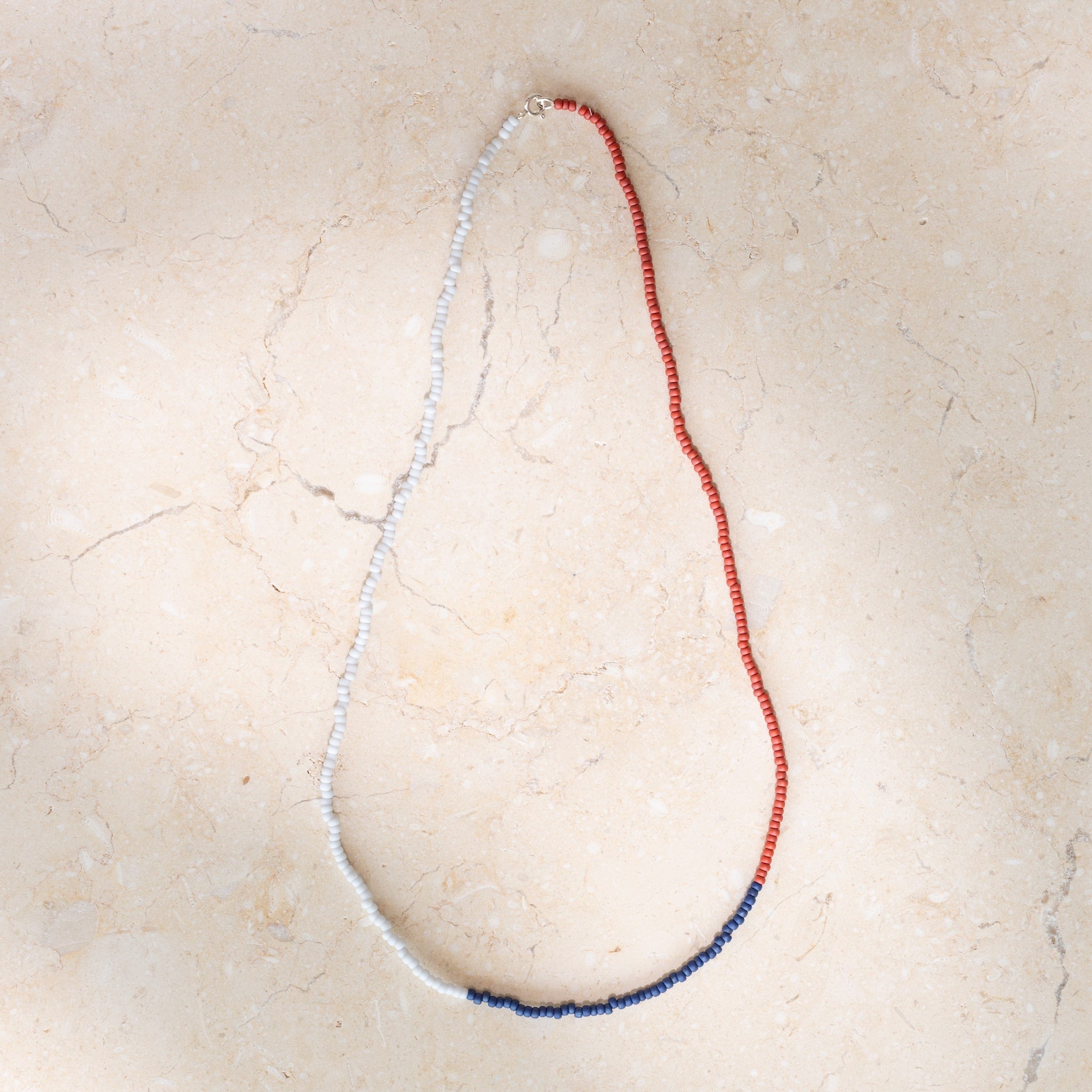 Japanese Miyuki Bead Necklace | Blue & Terracotta