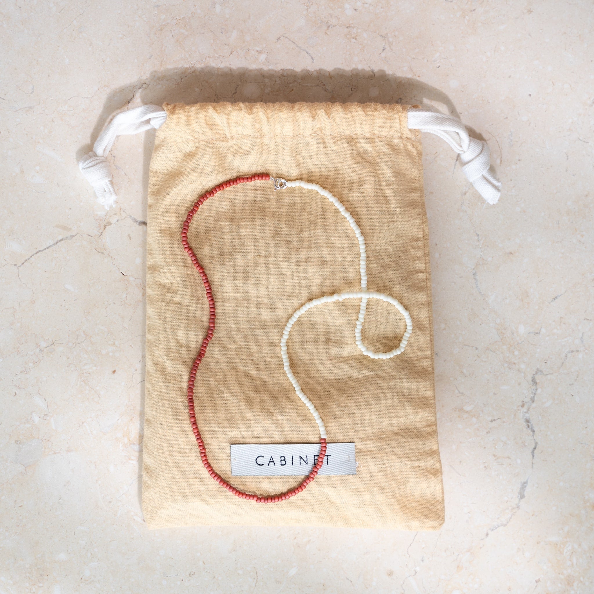 Japanese Miyuki Bead Necklace | Ivory & Maroon