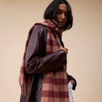 Lambswool Oversized Scarf in Fig Gingham