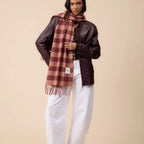 Lambswool Oversized Scarf in Fig Gingham