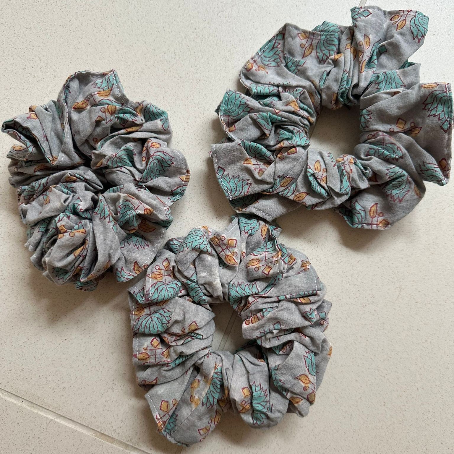 Blue Flower Scrunchie