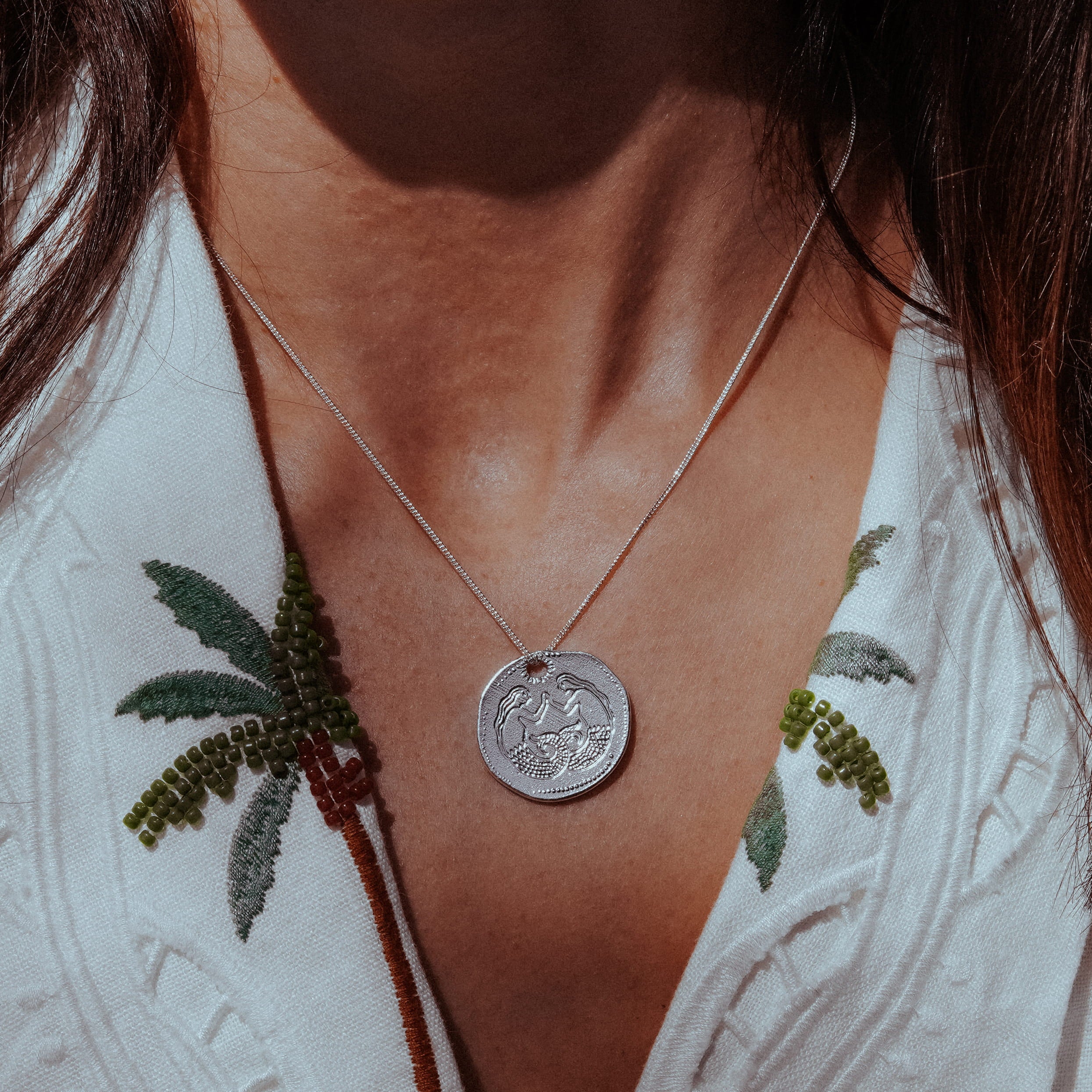 Mermaid Talisman On Trace Chain | Sterling Silver