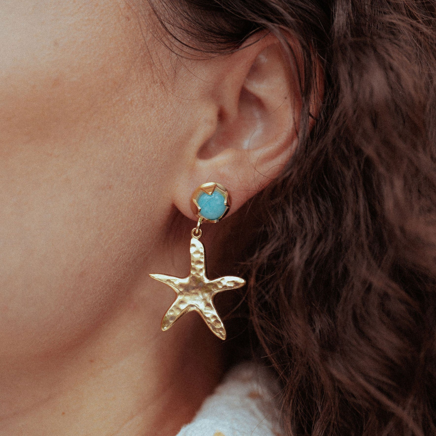 Sea Star Drop Earrings Amazonite