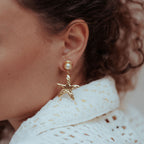 Sea Star Drop Earrings Pearl