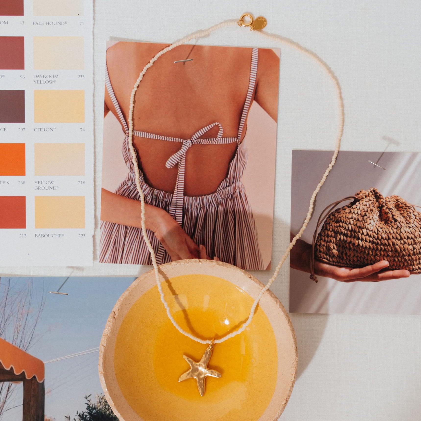 Sea Star Pendant | Matt Cream Beaded Necklace