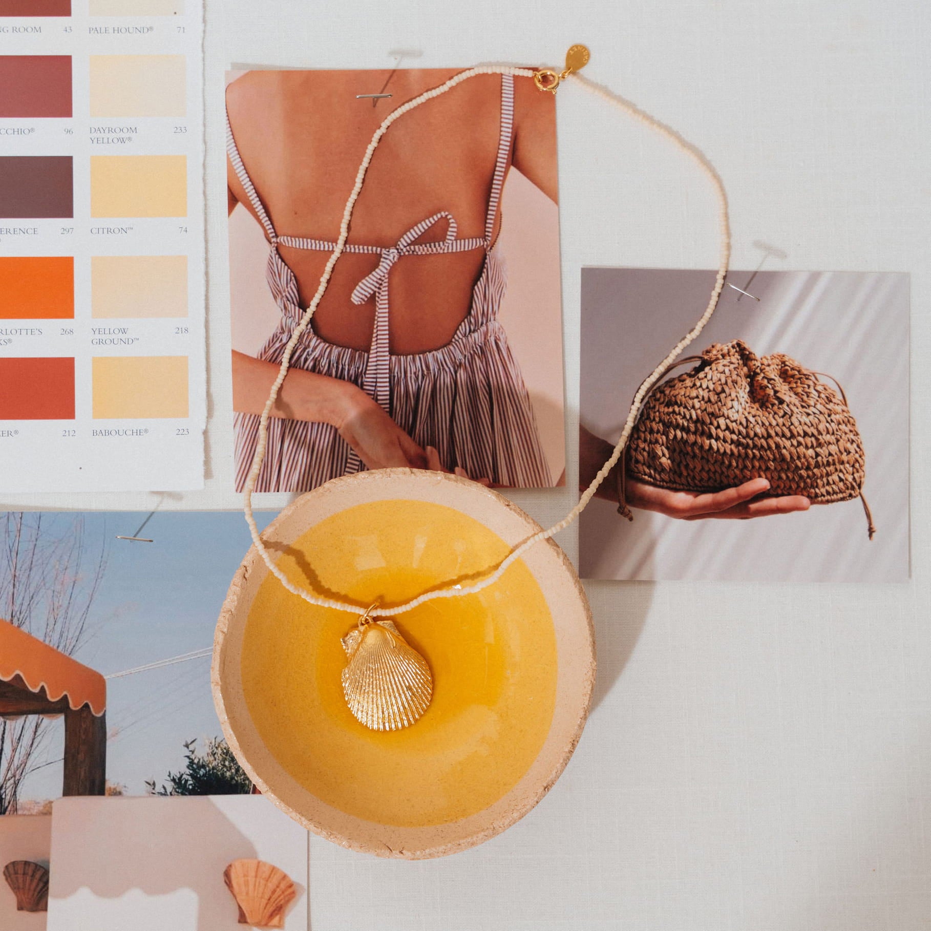 Selkie Shell Pendant | Matt Cream Beaded Necklace