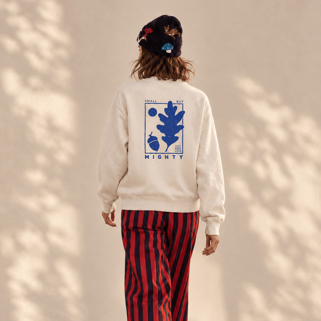 Small But Mighty Adults Jumper | White Grey