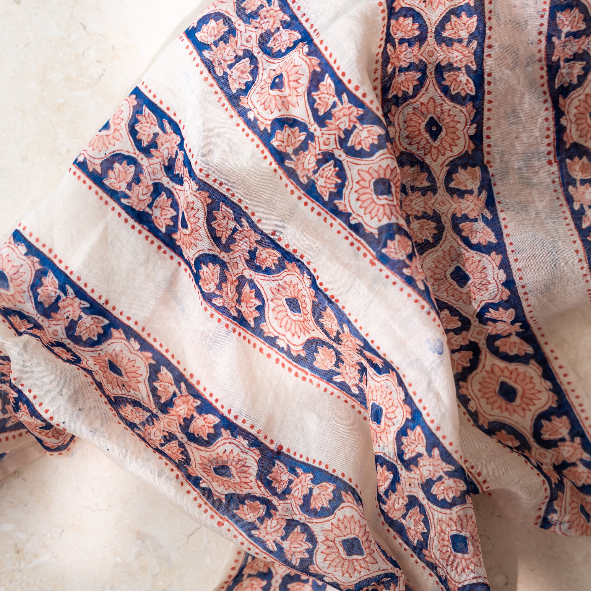 Block Print Neckerchief | Denim Blue & Rouge