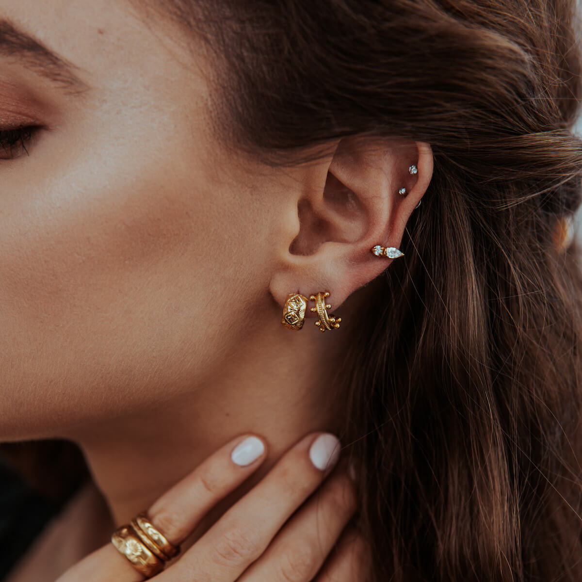 MINI BEADED NEPTUNE CUFF EARRINGS