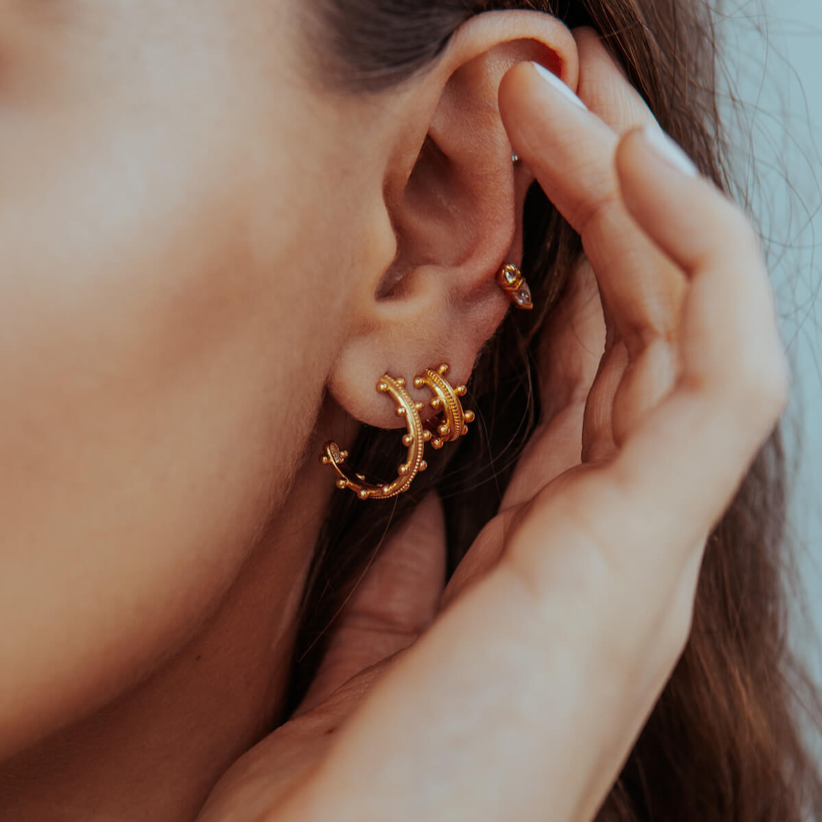 Beaded Neptune Hoop Earrings