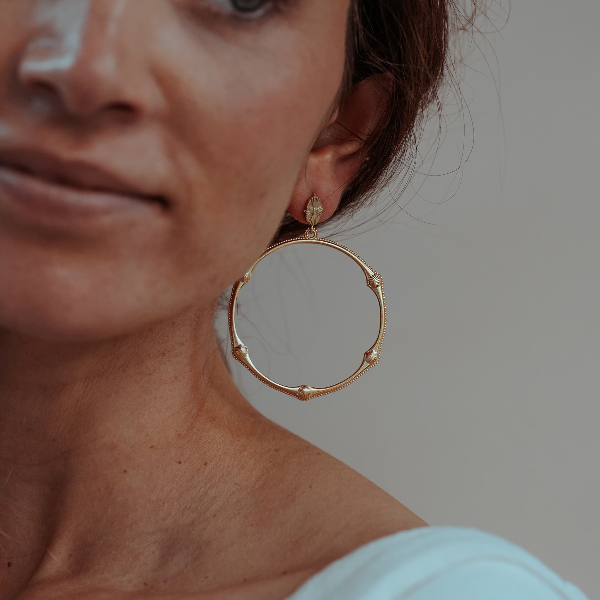 Bamboo Beaded Shell Earrings