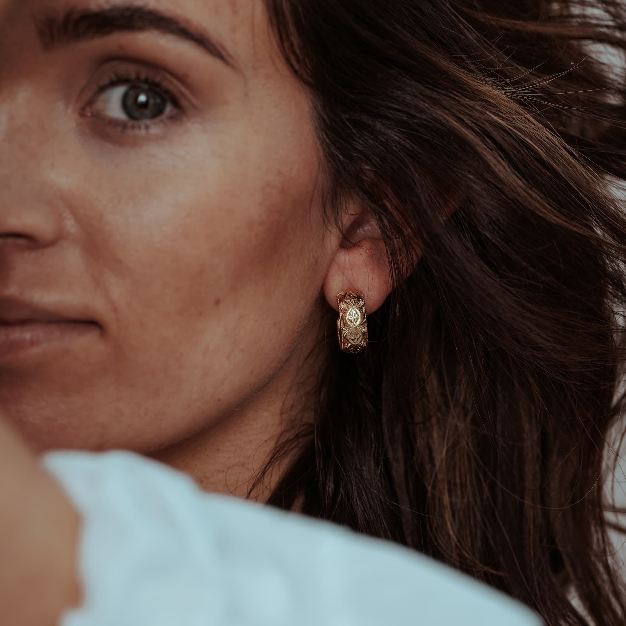 Diamond Palm Hoop Earrings