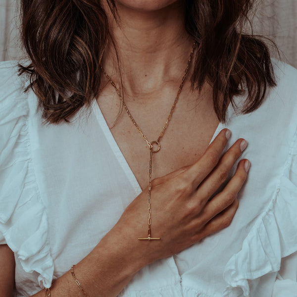 Lana Fine Rectangular Chain Necklace Extra Long