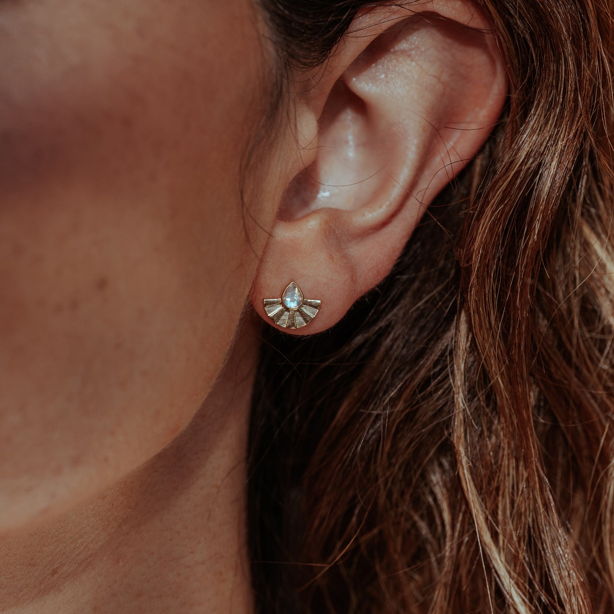 Sunrise Studs Moonstone