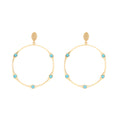 Bamboo Turquoise Hinged Shell Top Hoop Earring