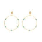 Bamboo Turquoise Hinged Shell Top Hoop Earring